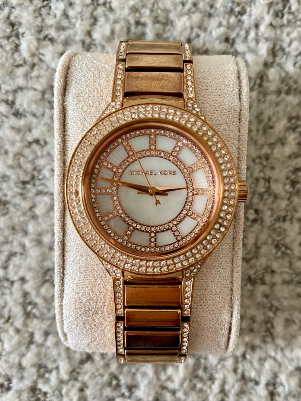 Michael Kors Rose Gold Tone Crystal-Trim Women's Bracelet Watch